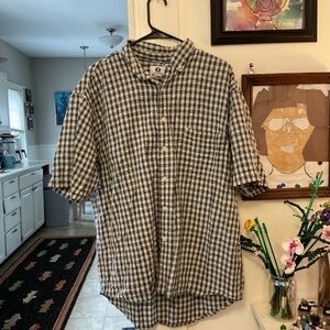 Arizona Jean Company Navy and White Check Short-Sleeve Button-Up